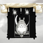 Black & White Totoro Minimalist Moon Studio Ghibli Bedding Set