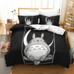 Black & White Totoro Minimalist Moon Studio Ghibli Bedding Set