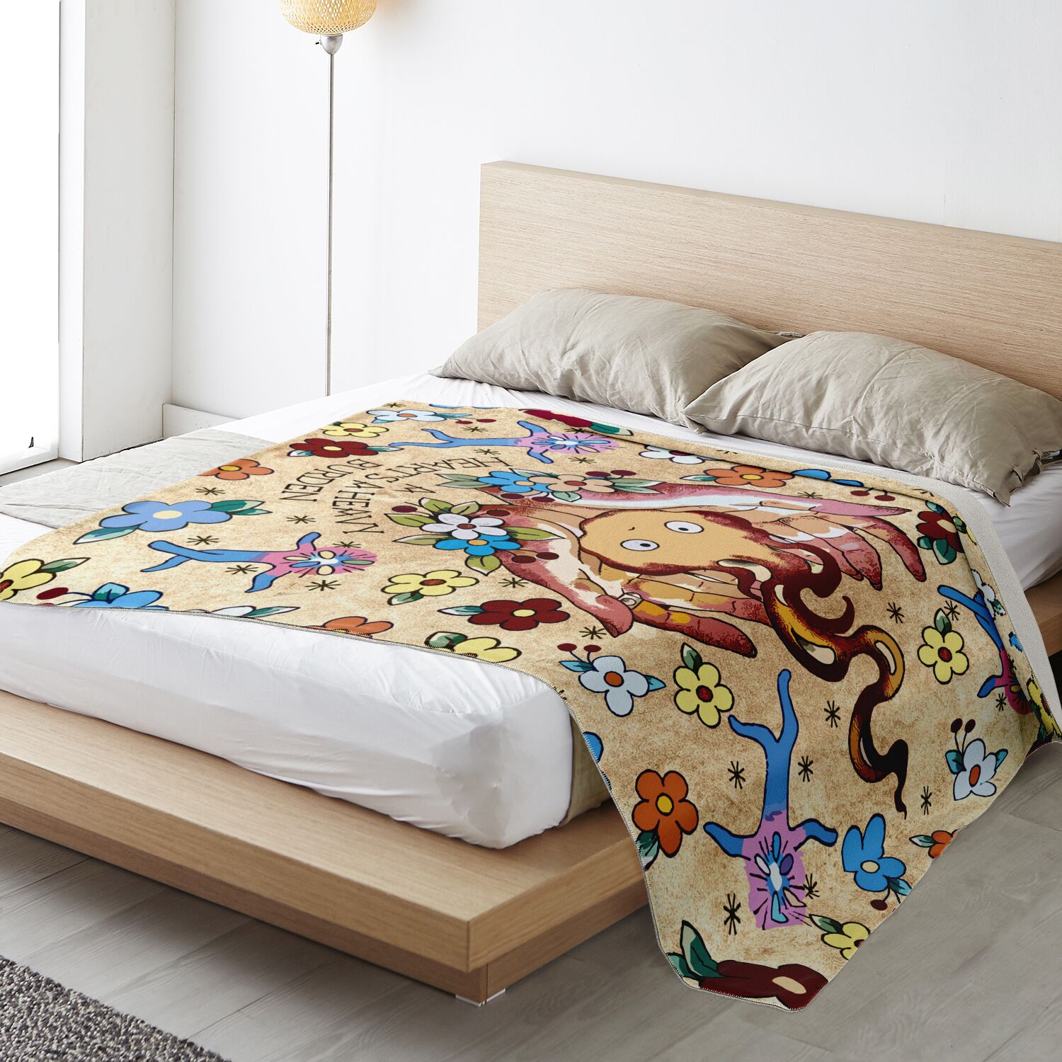 Calcifer Floral “A Heart’s A Heavy Burden” Sherpa-Style Blanket - Image 3