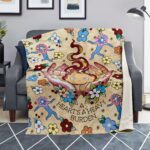 Calcifer Floral “A Heart’s A Heavy Burden” Sherpa-Style Blanket