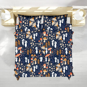 Forest Kodama & Mushroom Pattern Bedding Set