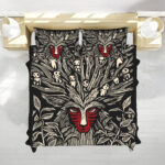 Mononoke Forest Spirit Woodcut Art Bed Set for Ghibli Fans