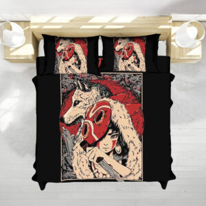 Princess Mononoke Red Moon Warrior Vintage Bedding Set
