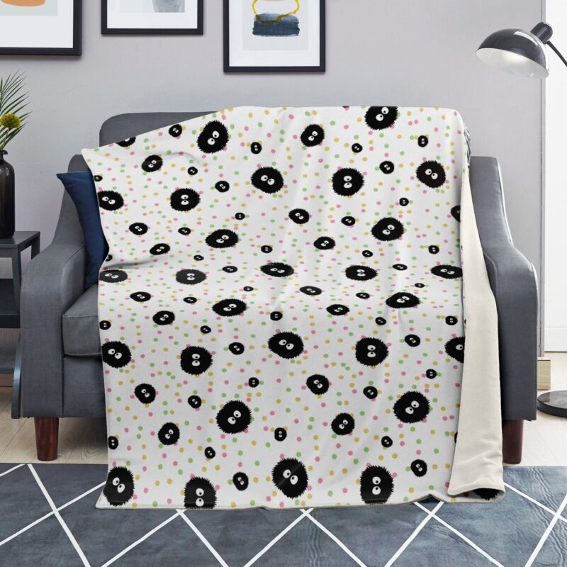 Soot Sprites Pastel Dots Sherpa Style Blanket 1