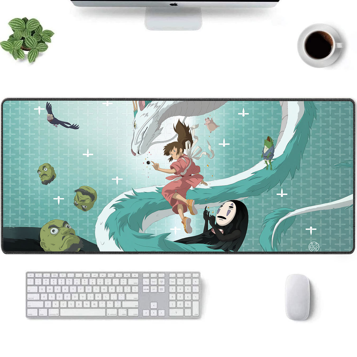 Spirited Away Chihiro & Haku Dragon Battle Desk Mat – Studio Ghibli Mouse Pad