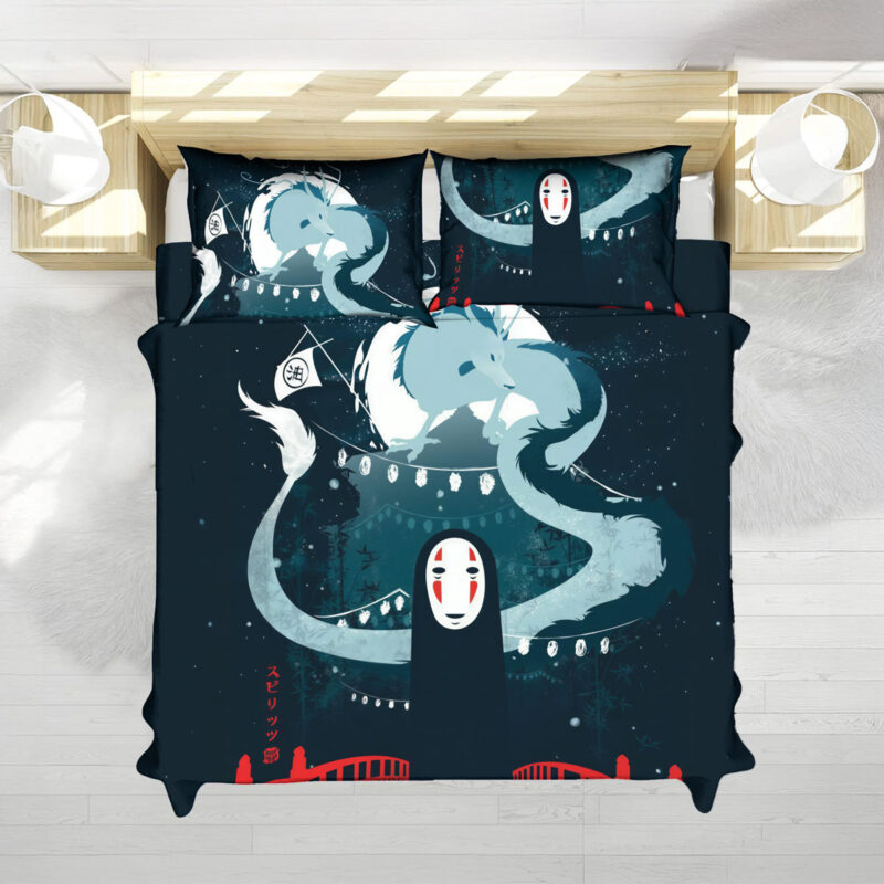 Spirited Away Haku Dragon No Face Night Sky Bed Set 2