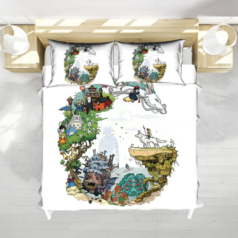 Studio Ghibli All Movies Art Circle Illustration Bedding Set 2