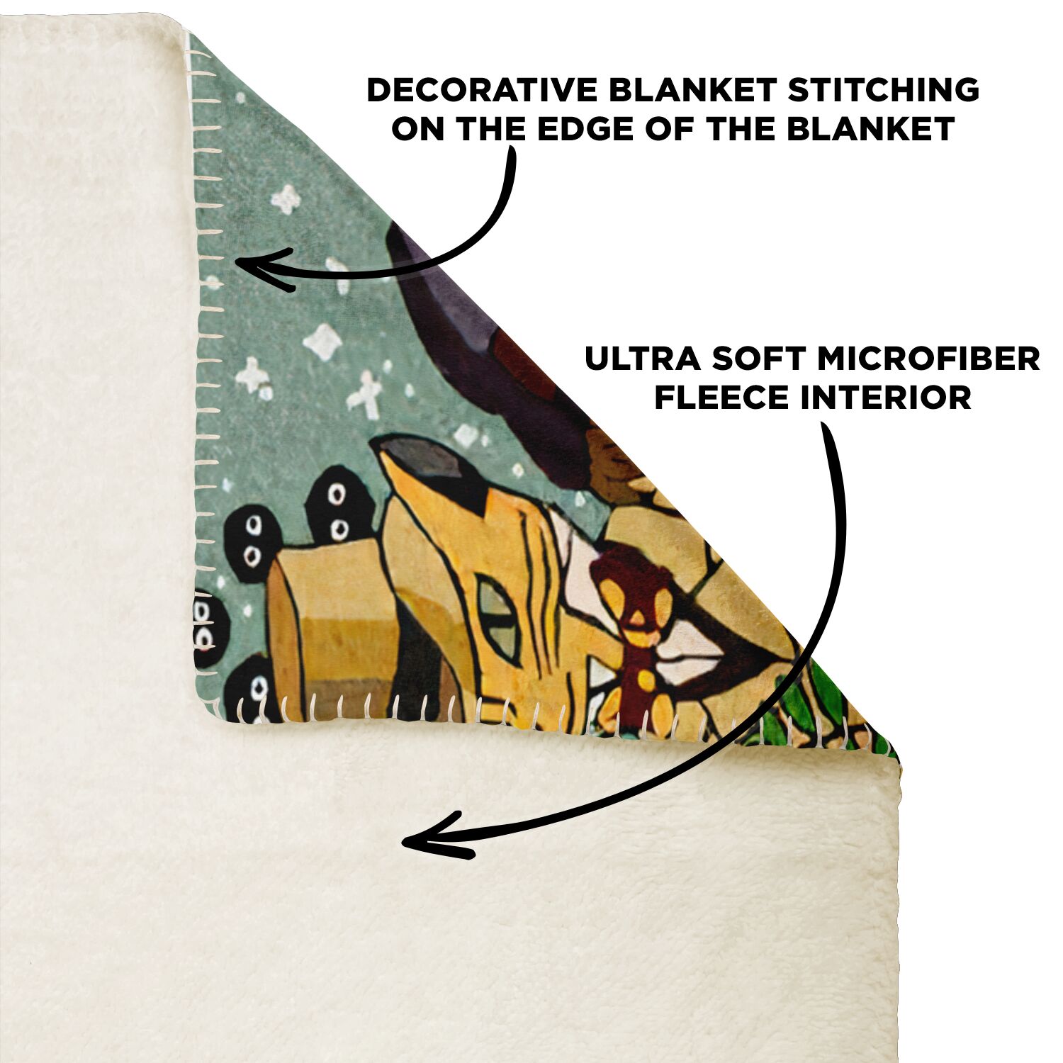 Studio Ghibli Characters Collage Vintage Poster Sherpa-Style Blanket - Image 4