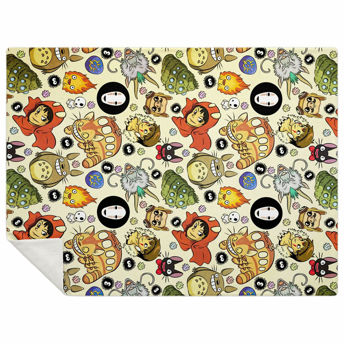 Studio Ghibli Characters Pattern Cozy Sherpa-Style Blanket - Image 3