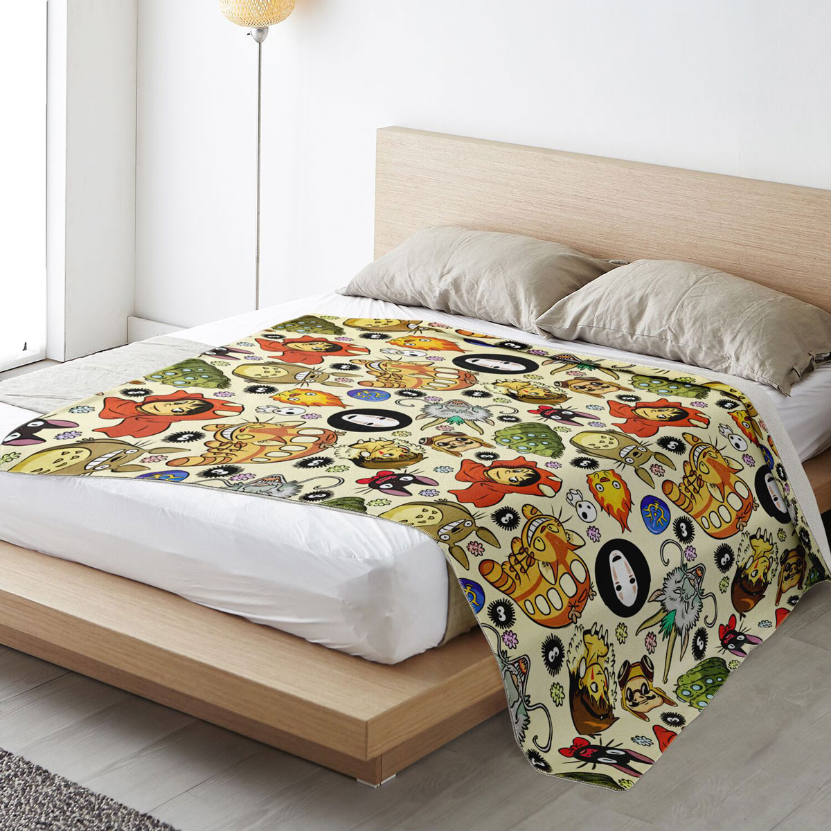 Studio Ghibli Characters Pattern Cozy Sherpa-Style Blanket - Image 2