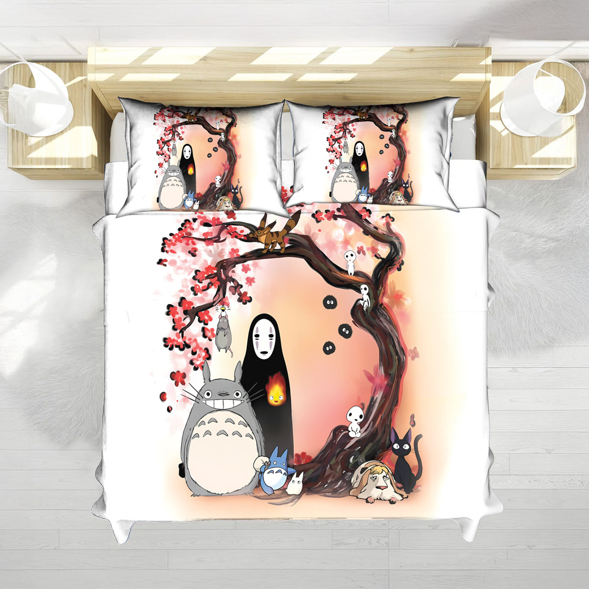 Studio Ghibli Cherry Blossom Totoro & No Face Bed Set