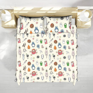 Studio Ghibli Cream Character Icons Totoro Bed Set