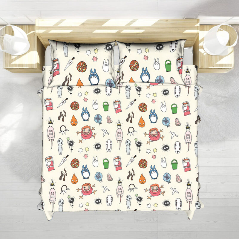Studio Ghibli Cream Character Icons Totoro Bed Set 2
