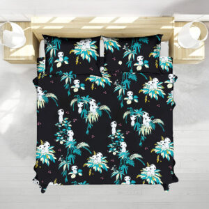 Studio Ghibli Kodama Forest Pattern Black Bed Set