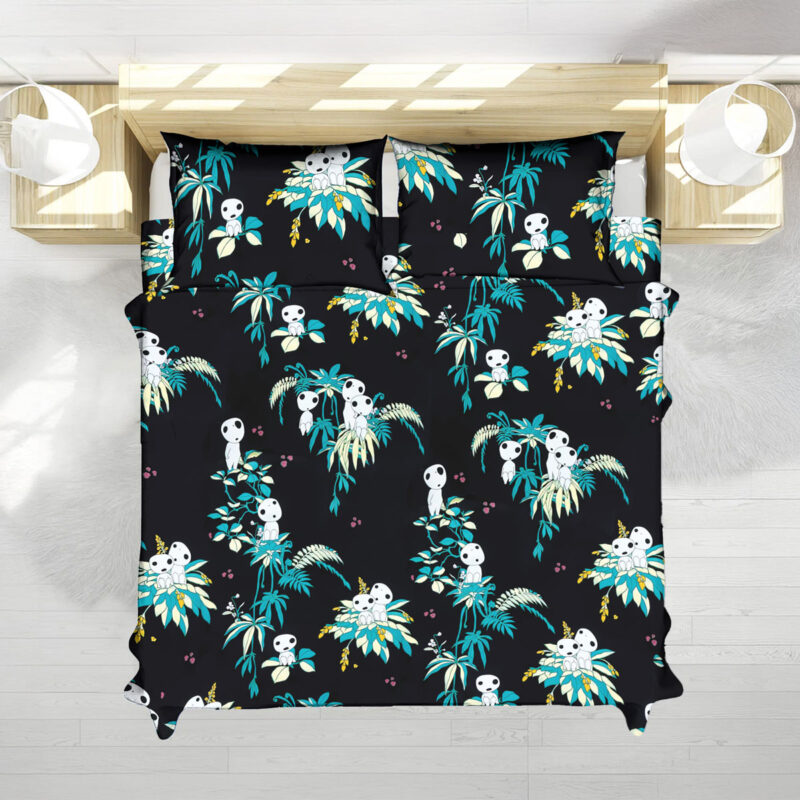Studio Ghibli Kodama Forest Pattern Black Bed Set 2