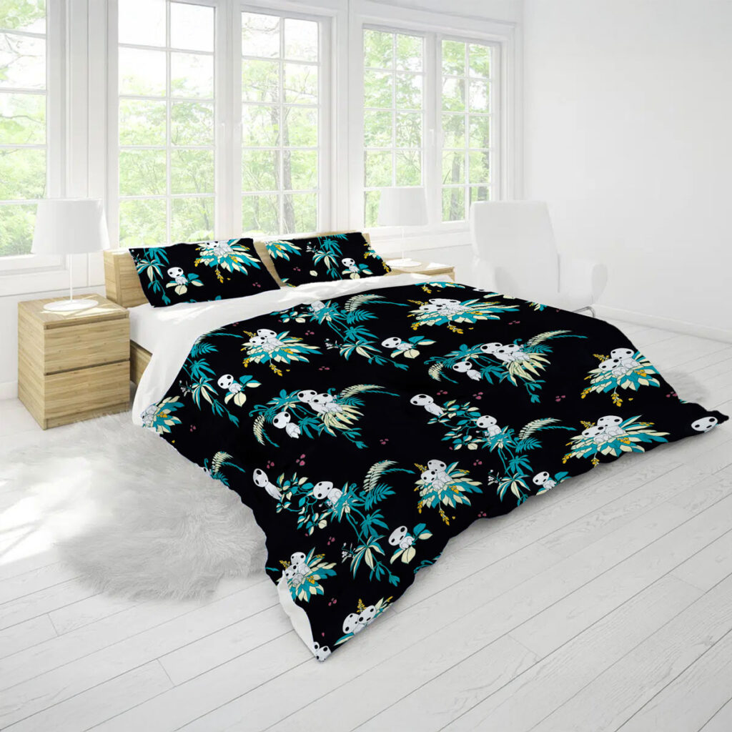 Studio Ghibli Kodama Forest Pattern Black Bed Set 6 Studio Ghibli Kodama Forest Pattern Black Bed Set 3