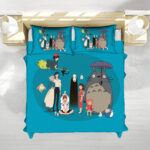 Studio Ghibli Main Characters Teal Bed Set for Anime Fans