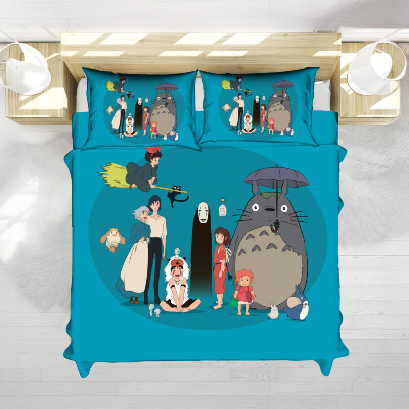 Studio Ghibli Main Characters Teal Bed Set for Anime Fans 2