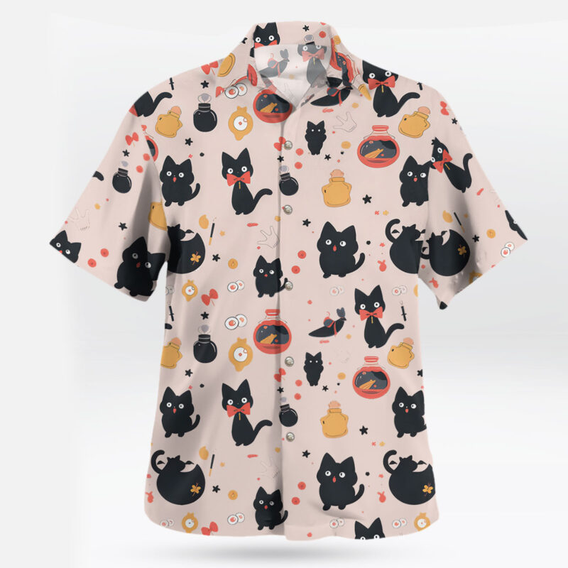 Studio Ghibli Playful Black Cat Pattern Hawaiian Shirt 1