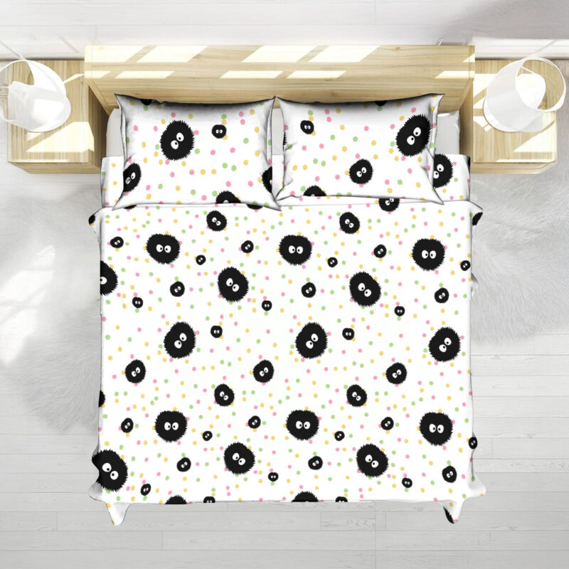 Studio Ghibli Soot Sprites Minimal White Pattern Bed Set 1