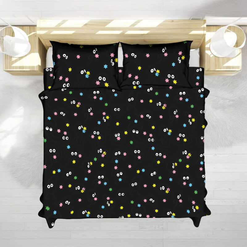 Studio Ghibli Soot Sprites Pastel Stars Black Bed Set 2