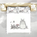 Studio Ghibli Totoro Bus Stop Minimal Sketch Bed Set