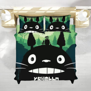 Studio Ghibli Totoro Forest Silhouette Green Bed Set