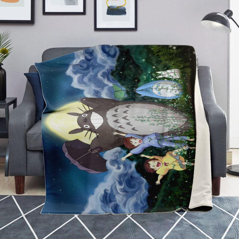 Studio Ghibli Totoro Growing Tree Dance Fleece Blanket 1