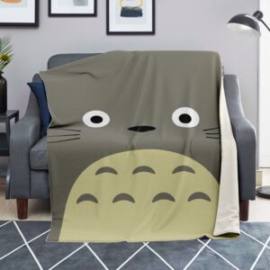Studio Ghibli Totoro Minimalist Face Fleece Blanket