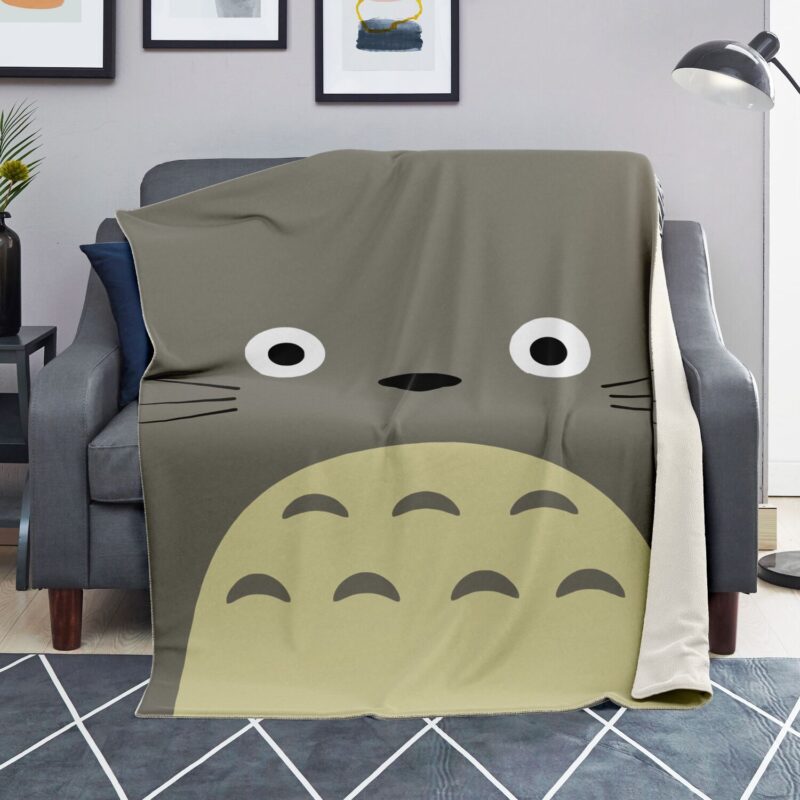 Studio Ghibli Totoro Minimalist Face Fleece Blanket 4