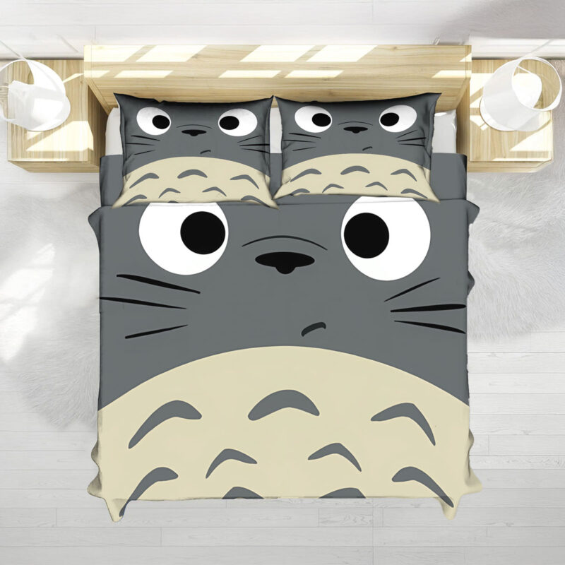 Totoro Big Face Bedding Set – Cute Forest Spirit Duvet Cover Pillowcases 1