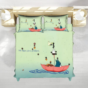 Totoro Boat & Soot Sprite Rain Scene Studio Ghibli Bedding Set