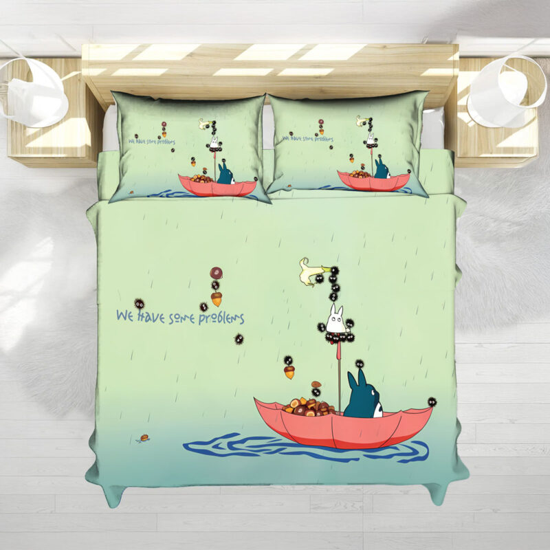 Totoro Boat Soot Sprite Rain Scene Studio Ghibli Bedding Set 2