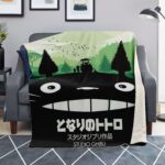 Totoro Forest Silhouette Green Poster Sherpa-Style Blanket