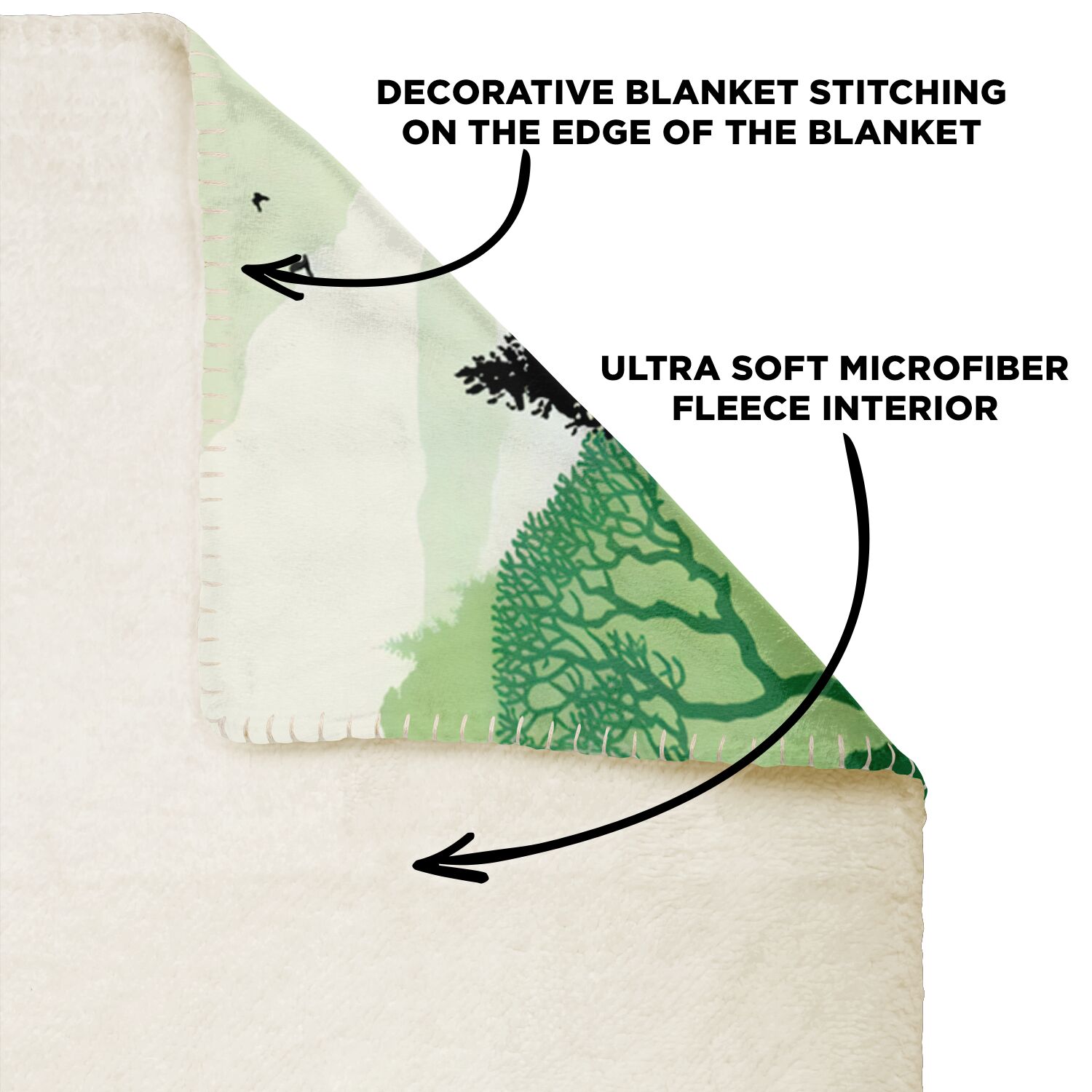 Totoro Forest Silhouette Green Poster Sherpa-Style Blanket - Image 3