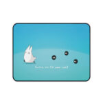 White Totoro & Soot Sprites Catch Me Minimalist Mouse Pad