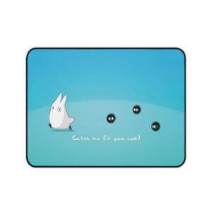 White Totoro & Soot Sprites Catch Me Minimalist Mouse Pad