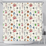 Ghibli All-Characters Pastel Pattern Shower Curtain Bathroom