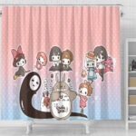 Cute Ghibli Characters Bathroom Shower Curtain Set