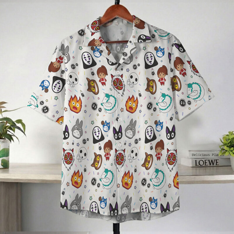 Ghibli Kawaii Icon All Stars White Hawaiian Shirt 2