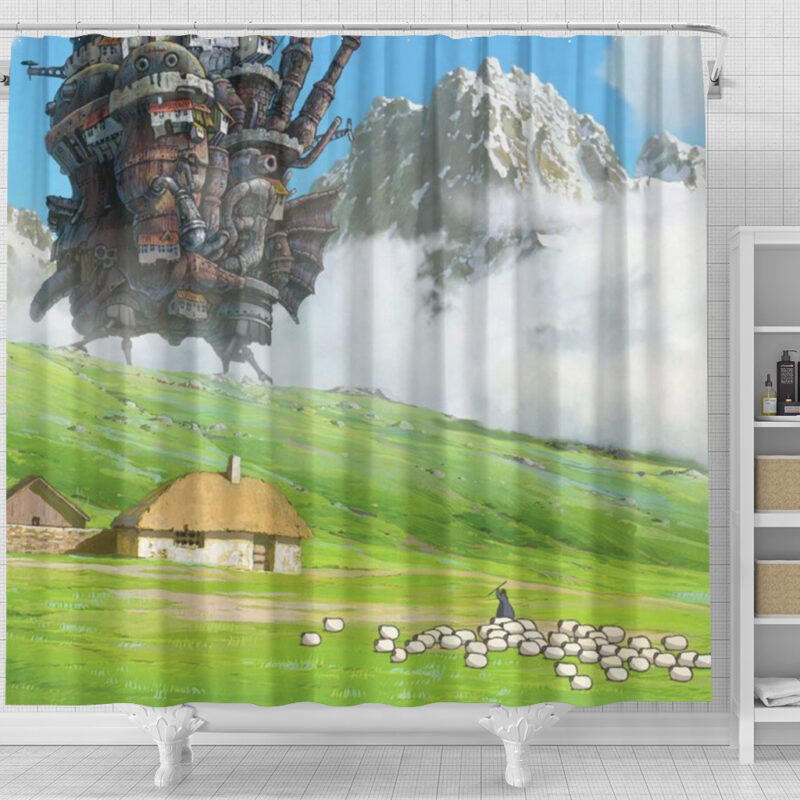 Howls Moving Castle Mountain Meadow Scene Curtain 2