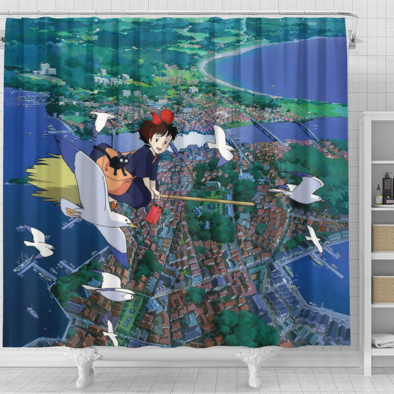 Kikis Delivery Service Shower Curtain Bathroom Anime 4