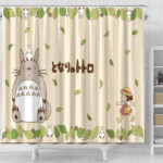 My Neighbor Totoro Leaf Border Beige Shower Curtain