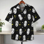 Studio Ghibli No-Face Black Minimal Pattern Hawaiian Shirt