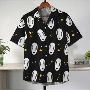 Studio Ghibli No-Face Black Minimal Pattern Hawaiian Shirt