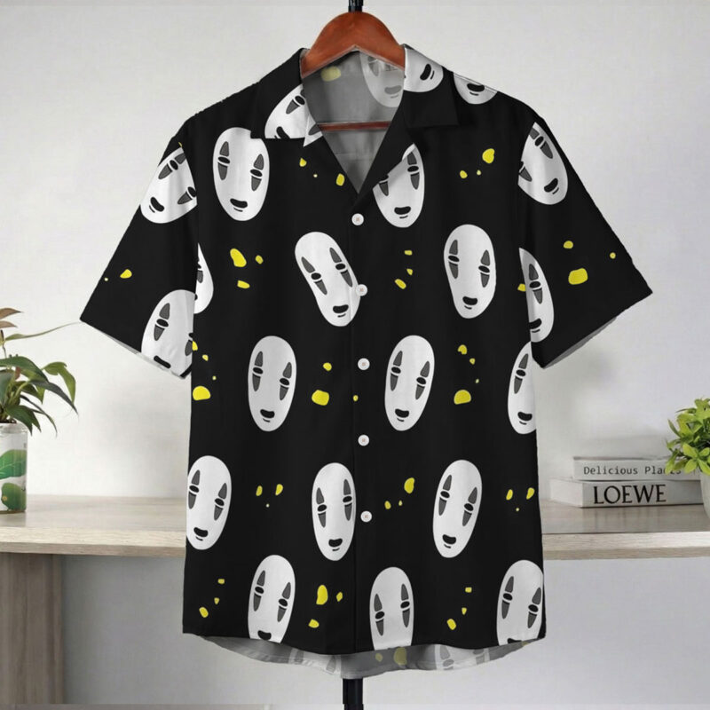 No Face Black Minimal Pattern Hawaiian Shirt 2