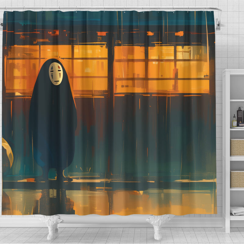 No Face Spirited Away Train Station Shower Curtain 2