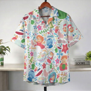 Studio Ghibli Ponyo Pastel Ocean Adventure Pattern Hawaiian Shirt