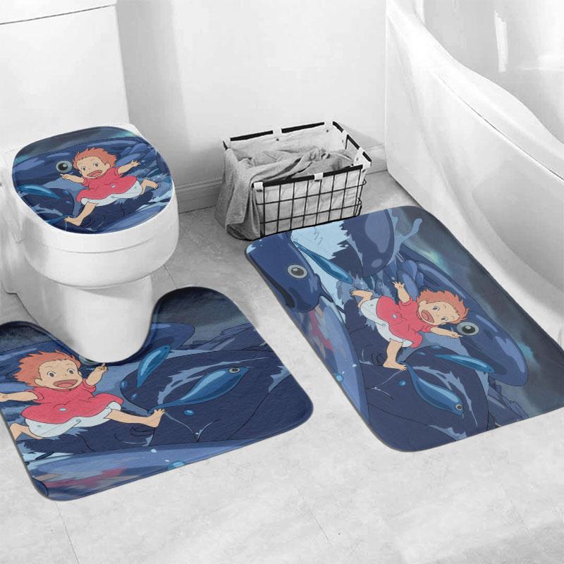 Ponyo Running on Waves Ghibli Bathroom Curtain 3 Ponyo Running on Waves Ghibli Bathroom Curtain - Image 3