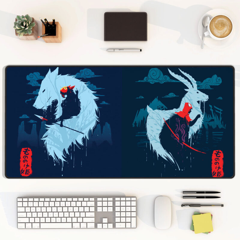 Princess Mononoke Dual Spirit Wolf Desk Mat Mouse Pad 2